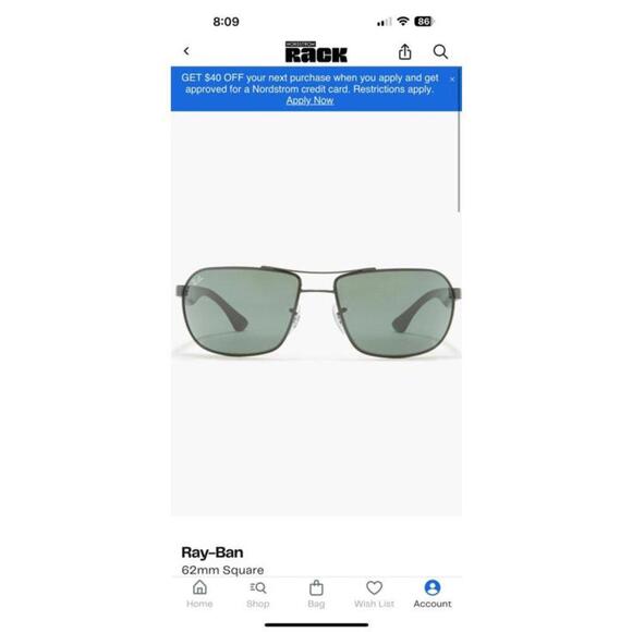 Ray-Ban 62mm Square Pilot Sunglasses - Picture 2 of 5